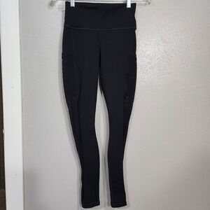 Powerhold Fabletics Leggings Women's Extra Small Black Pockets Side Mesh‎